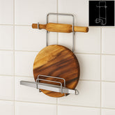 Stainless steel chakla belan chimta stand with rolling pin and tongs