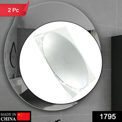 Oval shape 3D mirror sticker with reflective surface.