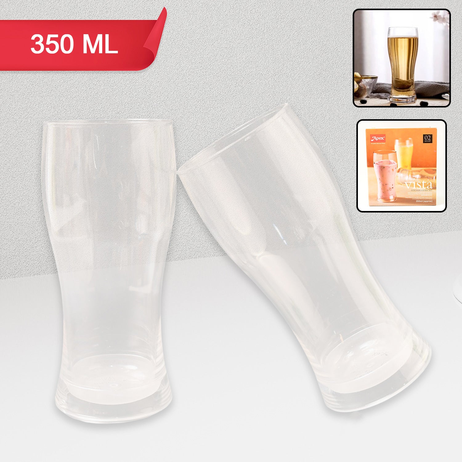 Apex Vista Clear Unbreakable Pitcher Glass Set 350ML
