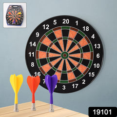 Magnetic dart hitting the bullseye on the board