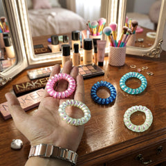 Soft Stretchable Telephone Wire Style Hair Bands Set (5 Pc, Mix Color)