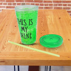 Plastic Drink Cup, Tea Coffee Tumbler with Lid and Straw (1 Pc)