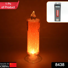 8438 Red LED Flameless Candles Battery Operated Pillar Candles Flickering Realistic Decorative Lamp Votive Transparent Flameless Ornament Tea Party Decorations for Hotel, Scene,Home Decor, Restaurant, Diwali Decoration Candle Crystal Lamp (1 Pc)