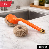Heavy Duty Cleaning Scrubber Set with long handle and scrubber heads