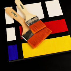 Close-up of synthetic bristles on flat paint brush