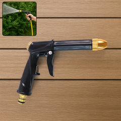 Brass water spray gun with ergonomic grip and multi-mode nozzle