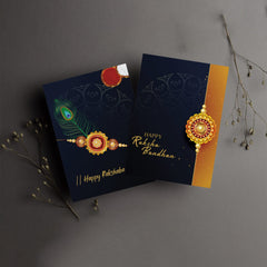 Bhai Bhabhi Rakhi Combo With Chocolate Butter Scotch 32gm With Pooja Coin & Greeting Card | Bhabhi Stylish Rakhi | Rakhi With Gift | Rakhi With Chocolates | Rakhi For Bhabhi | Lumba Bhabhi Rakhi (K1_453_BS32)
