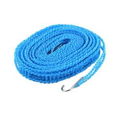 Close-up of nylon clothesline material and hooks