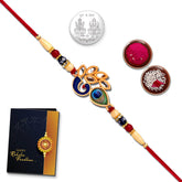 (K1_311) Multicolor VEERA coded Rakhi Combo with Silver Color Pooja Coin, Tilak Set & Greeting Card, Fancy Rakhi for brother, new Rakhi collection, Men bracelet, rakhi combo for brother, rakhi bracelet for brother, silver rakhi, handmade rakhi, Fan