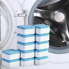 Close-up of washing machine cleaner tablets