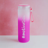 Motivational colorful glass water bottle 350 ML front view