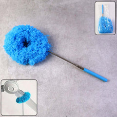 Extendable round cleaning duster with microfiber head