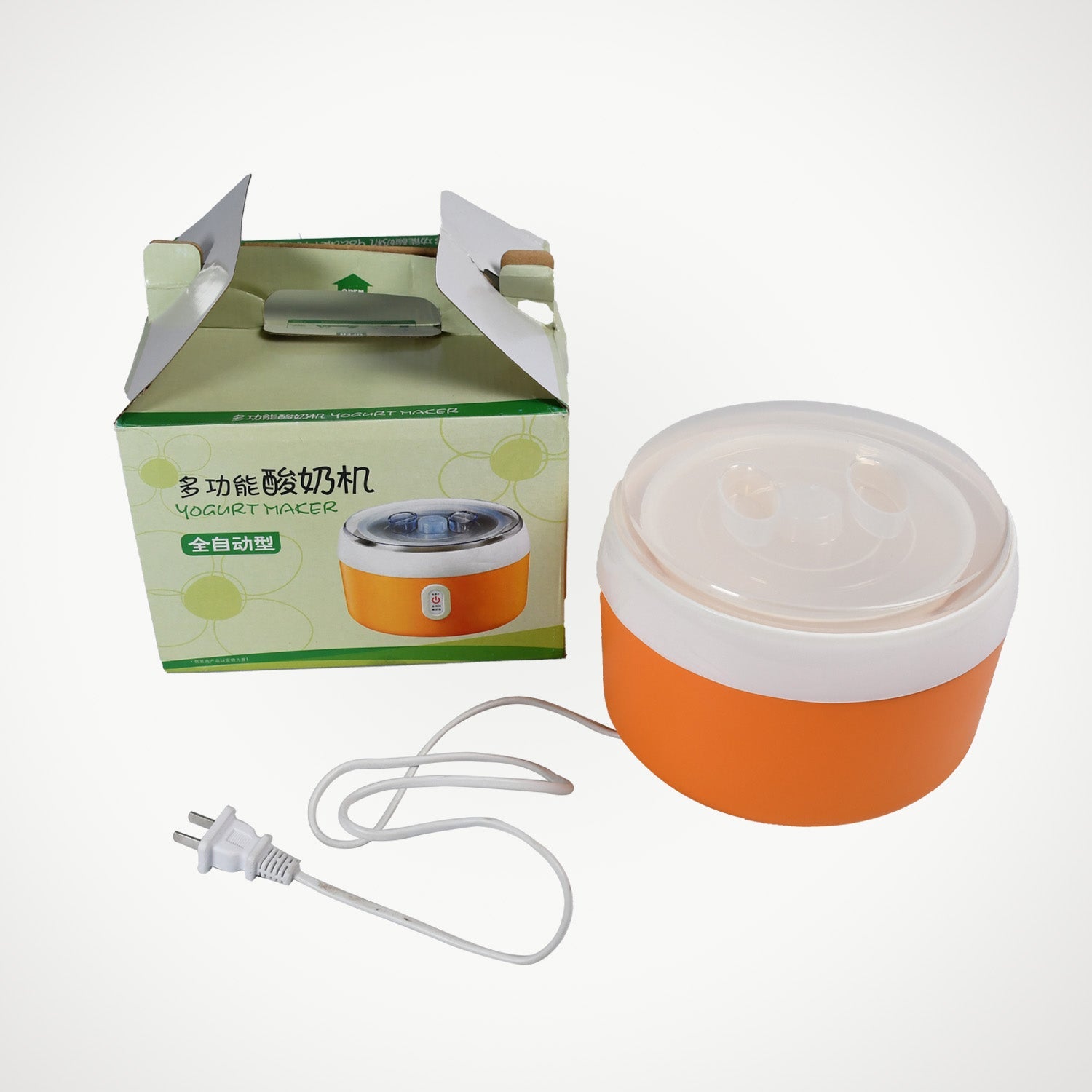 Electronic Automatic Yogurt Maker front view with plastic container
