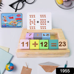 Close-up of wooden number pieces for learning math