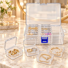 Transparent Compartment Storage Box with Removable Mini Cases (1 Pc)