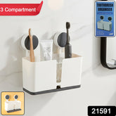 Wall Storage Holder with 3 compartments for toothbrushes