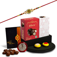 (K1_548_EM32) Rakhi with Chocolate Magic 32gm| Rakhi for brother with gift | handmade rakhi |rakhi combo for brother | stylish rakhi for brother | Set of 1 Rakhi |