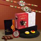 (K2_416+417_EM32) Rakhi Combo with Chocolate Magic 32gm, Rakhi for brother with gift, chocolate gift pack, rakhi with Chocolate Gift Hemper, Fancy Rakhis for men, Set of 2 Rakhi