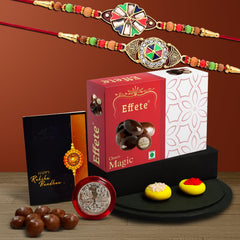 (K2_416+417_EM32) Rakhi Combo with Chocolate Magic 32gm, Rakhi for brother with gift, chocolate gift pack, rakhi with Chocolate Gift Hemper, Fancy Rakhis for men, Set of 2 Rakhi