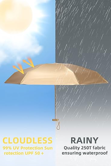 9141 Travel Pocket Mini Umbrella, Protective Bag, Mobile Size Box of Umbrella, Automatic Sunny Rain Compact Umbrella, Sunscreen Quick-Drying Small Umbrella, Mini Compact Travel Folding Umbrellas
