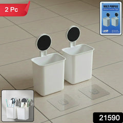 Wall mounted plastic toothbrush holder attached on wall