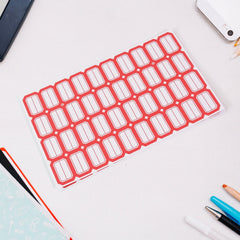 Writable blank label sticker sheet with red border