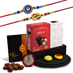 (K2_273+275_EM32) Rakhi Combo with Chocolate Magic 32gm, stylish rakhi for brother, Rakhi & Chocolate for brother, rakhi brother, rakhi with gift, handmade rakhi, Set of 2 Rakhi