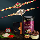 (K2_427+428_AS) Rakhi with Assorted Chocolate Dryfruits 96gm| Rakhi for brother with gift | handmade rakhi |rakhi combo for brother | stylish rakhi for brother | Set of 2 Rakhi |