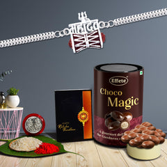 (K1_415_AS) Rakhi Combo with Assorted Chocolate Dryfruits 96gm| Rakhi for brother with gift | Fancy Rakhis for men stylish |rakhi combo for brother | Set of 1 Rakhi | Chocolate |