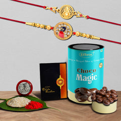 (K2_431+432_CM) Rakhi Combo with Chocolate Magic | Rakhi for brother with gift | chocolate gift pack |rakhi with Chocolate Gift Hemper | Fancy Rakhi for men | Set of 2 |