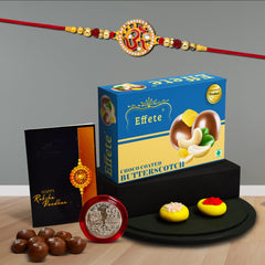 (K1_272_BS32) Rakhi Combo with Chocolate Butter Scotch 32gm| Rakhi for brother with gift | Fancy Rakhis for men stylish |rakhi combo for brother | Set of 1 Rakhi | Chocolate |