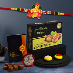 (K1_511_CA32) Rakhi Combo with Chocolate Almonds 32gm, Rakhi & Chocolate for brother, Fancy Rakhis for men stylish, rakhi with gift, Rakhi Combo, Set of 1, Chocolate