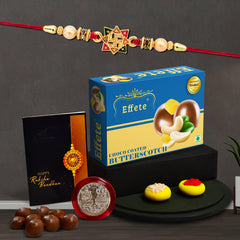 (K1_10_BS32) Rakhi Combo with Chocolate Butter Scotch 32gm, Rakhi & Chocolate for brother, Fancy Rakhis for men stylish, rakhi with gift, Rakhi Combo, Set of 1, Chocolate