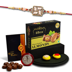 (K1_426_CA32) Rakhi Combo with Chocolate Almonds 32gm, stylish rakhi for brother, Rakhi & Chocolate for brother, rakhi brother, rakhi with gift, handmade rakhi, Set of 1 Rakhi