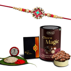 (K1_418_EM) Rakhi Combo with Chocolate Magic | Rakhi for brother with gift | chocolate gift pack |rakhi with Chocolate Gift Hemper | Fancy Rakhi for men | Set of 1 |