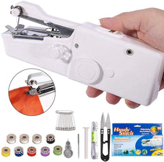 Cordless handheld mini electric sewing machine angled view