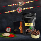(K2_420+421_SM) Rakhi Combo with Choco Magic (Pouch), Rakhi & Chocolate for brother, Fancy Rakhis for men stylish, rakhi with gift, Rakhi Combo, Set of 2, Chocolate