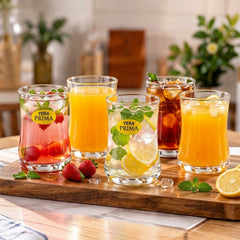 Yera Prima Radiance Zest Curved Glass Tumbler Set for Water and Juice (6 Pc)