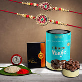 (K2_422+424_CM) Rakhi Combo with Chocolate Magic, Rakhi & Chocolate for brother, Fancy Rakhis for men stylish, rakhi with gift, Rakhi Combo, Set of 2, Chocolate