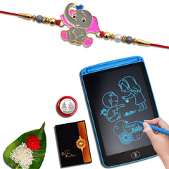 Baby Elephant Cartoon Rakhi Combo with LCD Writing Pad/Tablet for Kids (K1_310_1360)