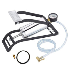 Heavy steel body foot pump for tire inflation