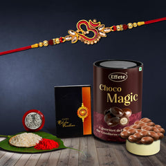 (K1_361_EM) Rakhi Combo & Chocolate Magic | Rakhi & Chocolate for brother | Fancy Rakhis for men stylish | rakhi with gift | Rakhi Combo | Set of 1 | Chocolate