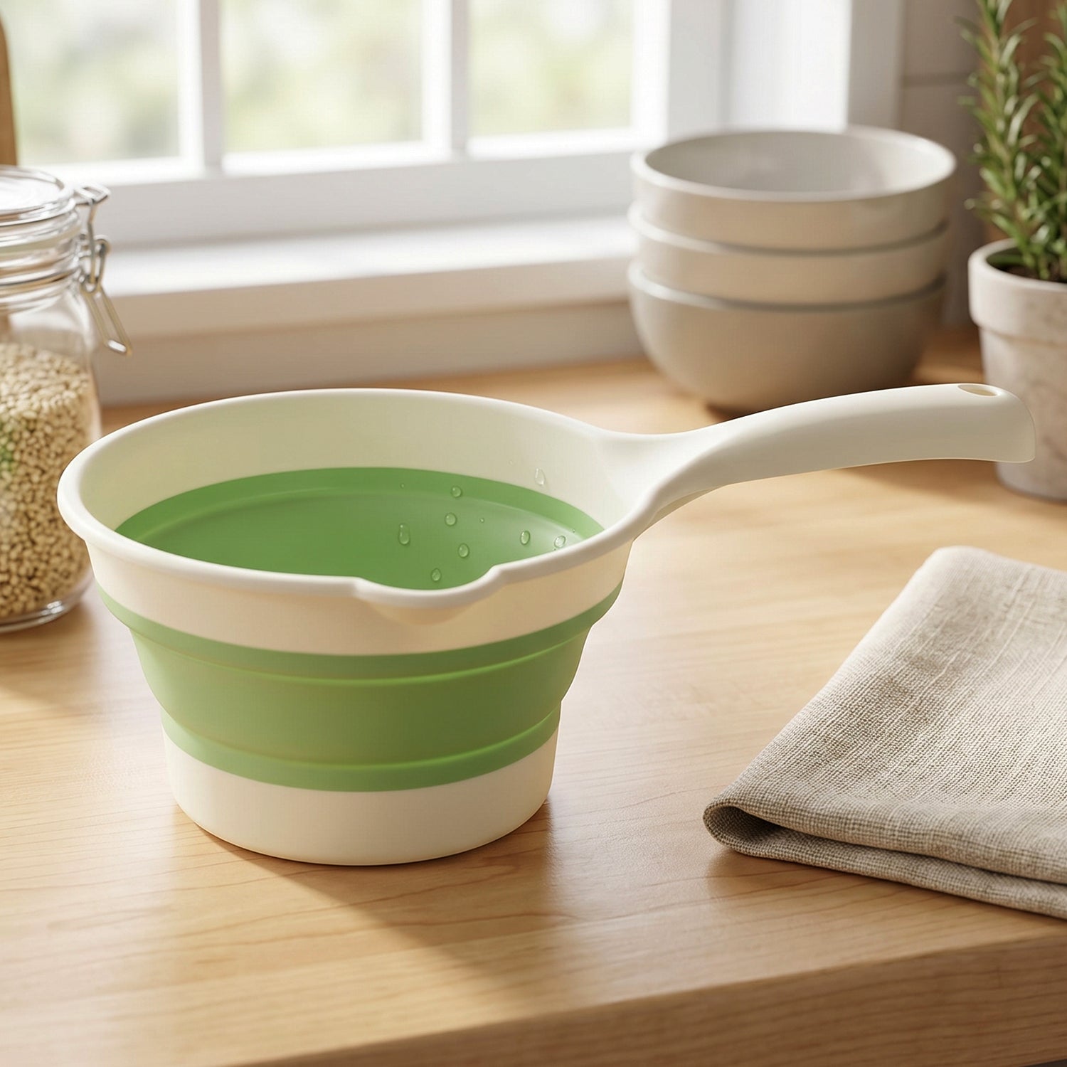 Foldable water dipper scoop handle