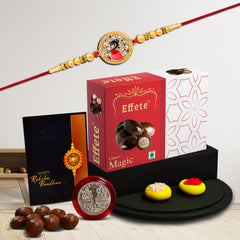 (K1_431_EM32) Rakhi Combo with Chocolate Magic 32gm, Rakhi for brother with gift, chocolate gift pack, rakhi with Chocolate Gift Hemper, Fancy Rakhis for men, Set of 1 Rakhi