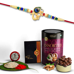 (K1_438_AS) Rakhi Combo with Assorted Chocolate Dryfruits 96gm, Rakhi & Chocolate for brother, Rakhi with chocolate, rakhi with gift, Rakhi Combo, Set of 1 Rakhi, Chocolate
