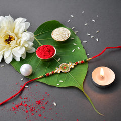 (K1_548_CA32) Rakhi Combo with Chocolate Almonds 32gm| Rakhi for brother with gift | Fancy Rakhis for men stylish |rakhi combo for brother | Set of 1 Rakhi | Chocolate |