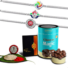 (K3_C8+C9+C10_CM) Rakhi Combo with Chocolate Magic, Rakhi & Chocolate for brother, Fancy Rakhis for men stylish, rakhi with gift, Rakhi Combo, Set of 3, Chocolate