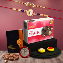 (K2_410+411_CM32) Rakhi Combo with Chocolate Magic 32gm, Rakhi for brother with gift, chocolate gift pack, rakhi with Chocolate Gift Hemper, Fancy Rakhis for men, Set of 2 Rakhi