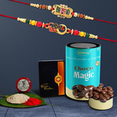 Bro Rakhi|Cool Design Rakhi For Brother Set Of 2 With Chocolate Magic (K2_406+407_Cm),200 Grams