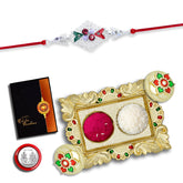 (K1_A42_AA1) Rakhi Combo with Pooja Coin, Gold Color Pooja Thali / Tilak Set & Greeting Card, rakhi thali set | Rakhi with plate | rakhi hamper | handmade rakhi | rakhi for brother kids | rakhi for brother and bhabhi | men fancy rakhi | rakhi set o